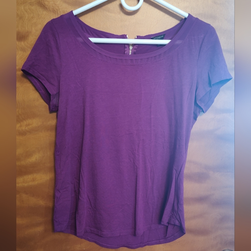 Ann Taylor Rich Purple Short Sleeve Top
